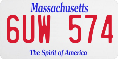 MA license plate 6UW574