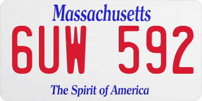 MA license plate 6UW592