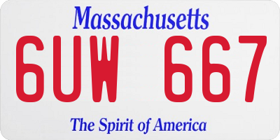 MA license plate 6UW667