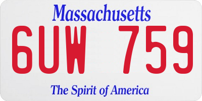 MA license plate 6UW759