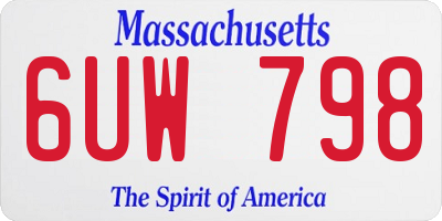 MA license plate 6UW798