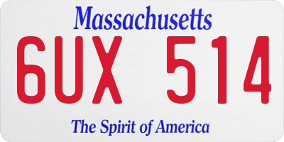 MA license plate 6UX514