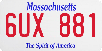 MA license plate 6UX881