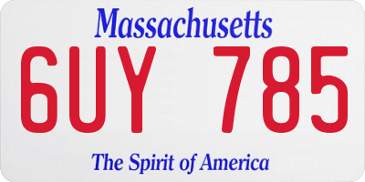 MA license plate 6UY785