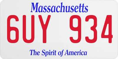 MA license plate 6UY934
