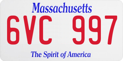 MA license plate 6VC997