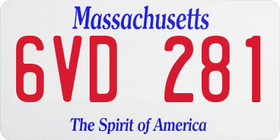 MA license plate 6VD281