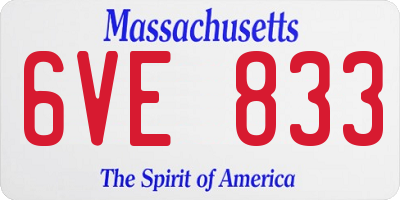 MA license plate 6VE833
