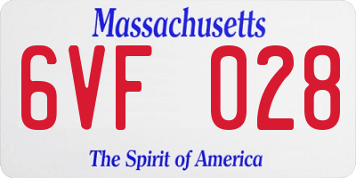 MA license plate 6VF028
