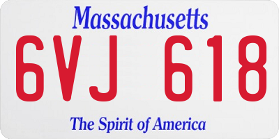MA license plate 6VJ618