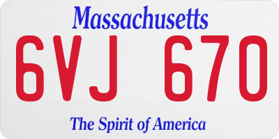 MA license plate 6VJ670
