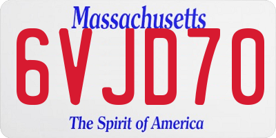 MA license plate 6VJD70