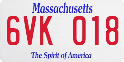 MA license plate 6VK018