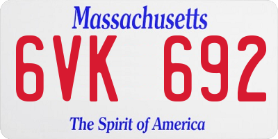 MA license plate 6VK692