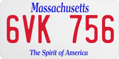 MA license plate 6VK756