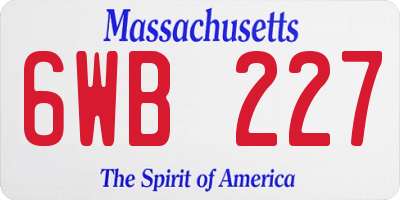 MA license plate 6WB227