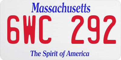 MA license plate 6WC292