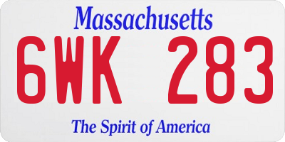 MA license plate 6WK283
