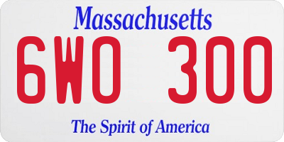 MA license plate 6WO300