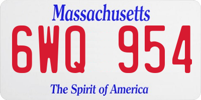 MA license plate 6WQ954