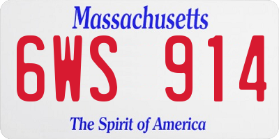 MA license plate 6WS914