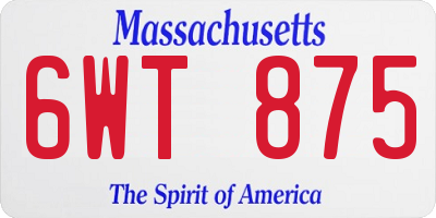 MA license plate 6WT875
