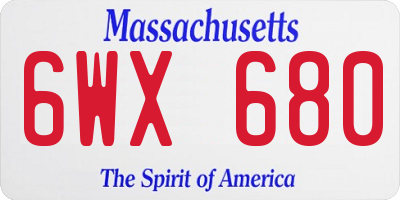 MA license plate 6WX680