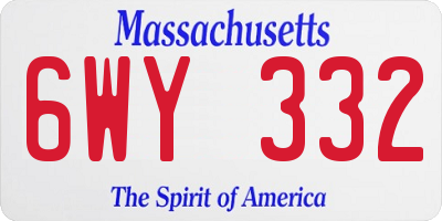 MA license plate 6WY332