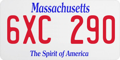 MA license plate 6XC290