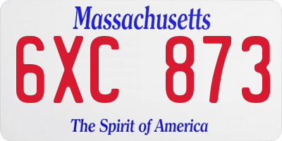 MA license plate 6XC873