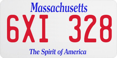 MA license plate 6XI328