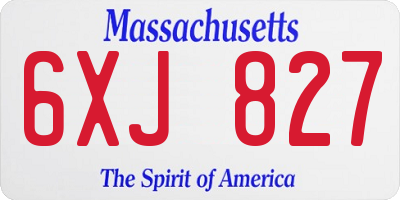 MA license plate 6XJ827