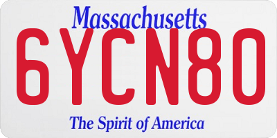 MA license plate 6YCN80