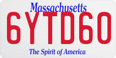 MA license plate 6YTD60