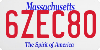 MA license plate 6ZEC80