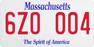 MA license plate 6ZO004