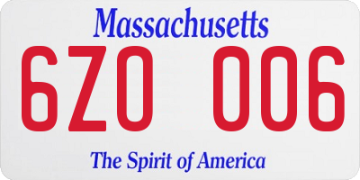 MA license plate 6ZO006
