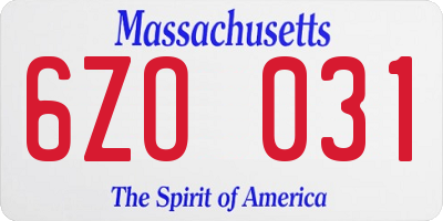 MA license plate 6ZO031