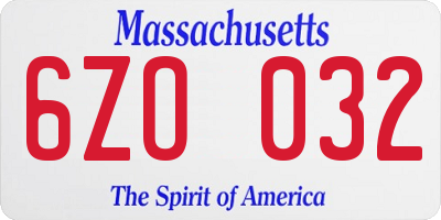 MA license plate 6ZO032