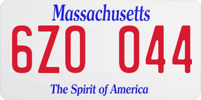MA license plate 6ZO044