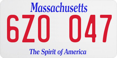 MA license plate 6ZO047
