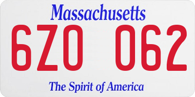MA license plate 6ZO062