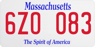 MA license plate 6ZO083