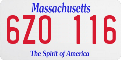 MA license plate 6ZO116