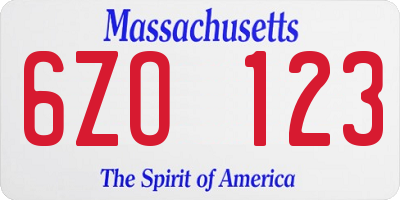 MA license plate 6ZO123