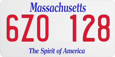 MA license plate 6ZO128