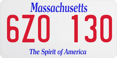 MA license plate 6ZO130