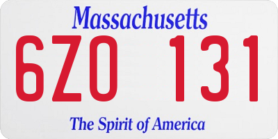 MA license plate 6ZO131