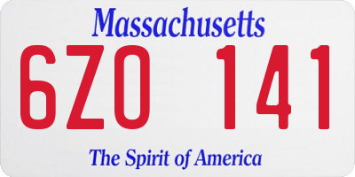MA license plate 6ZO141