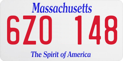 MA license plate 6ZO148